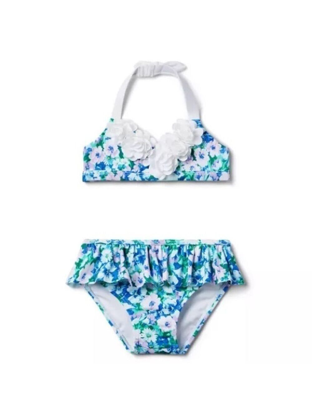 Janie and Jack Periwinkle Floral Recycled Rosette Swimsuit Two Piece Bikini 2T